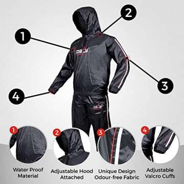 DEFY Heavy Duty Sweat Suit Sauna Exercise Gym Suit Fitness, Weight Loss, Anti-Rip, with Hood (3XL)