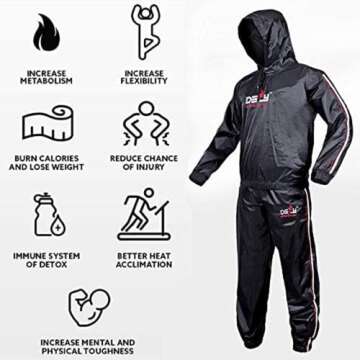 DEFY Heavy Duty Sweat Suit Sauna Exercise Gym Suit Fitness, Weight Loss, Anti-Rip, with Hood (3XL)