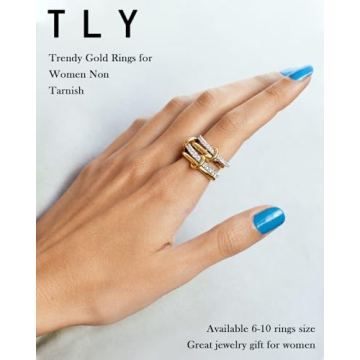 TLY Gold Silver Stackable Rings Set for Women