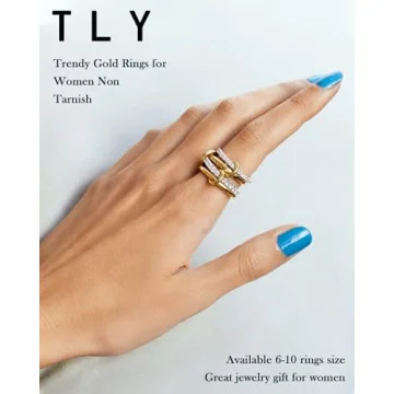 TLY Gold Silver Stackable Rings Set for Women