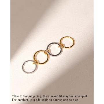 TLY Gold Silver Stackable Rings Set for Women