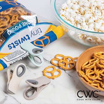 COOK WITH COLOR Bag Clips with Magnet- Food Clips, Chip Clips, Bag Clips for Food Storage with Airti...