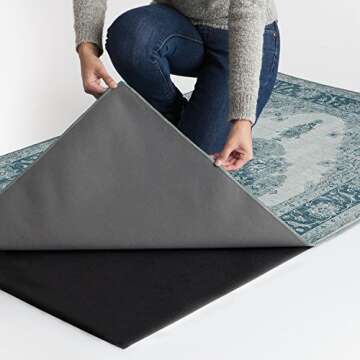 RUGGABLE Washable Indoor/Outdoor Stain Resistant 5x7 (60"x84") Area Rug 2pc Set (Cover and Pad) Parisa Blue