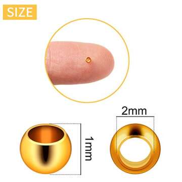 Hicarer 1200 Pieces Crimp Beads Metal Round Spacers Stopper Beads Clamp Ends for DIY Necklace Bracelets Jewelry Making Supplies(2 mm,Silver and Gold)