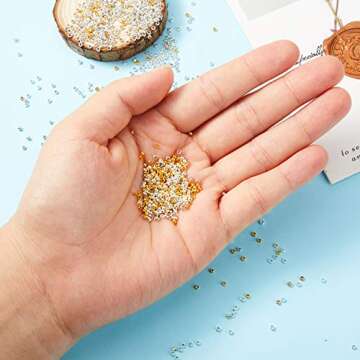 Hicarer 1200 Pieces Crimp Beads Metal Round Spacers Stopper Beads Clamp Ends for DIY Necklace Bracelets Jewelry Making Supplies(2 mm,Silver and Gold)