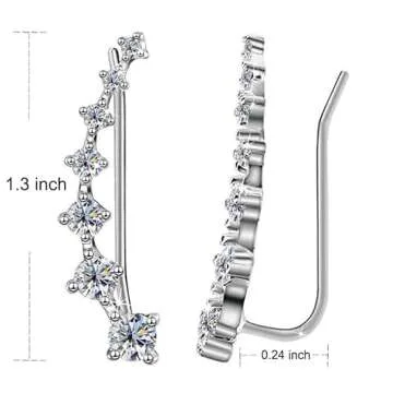 Stylish 7 Crystals Ear Cuffs Hypoallergenic S925 Silver
