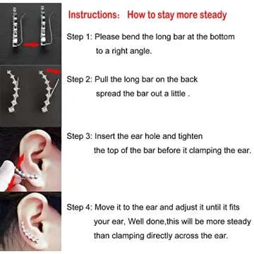 Stylish 7 Crystals Ear Cuffs Hypoallergenic S925 Silver
