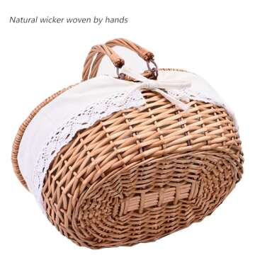 Large 15.4" Wicker Picnic Basket for Elegant Outings
