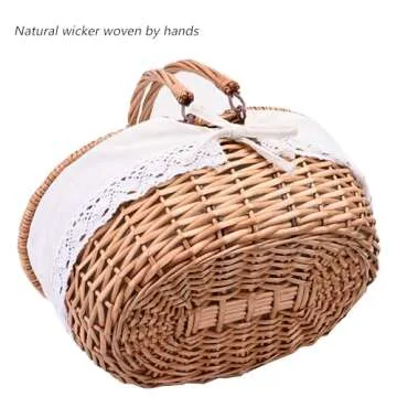 Large 15.4" Wicker Picnic Basket for Elegant Outings