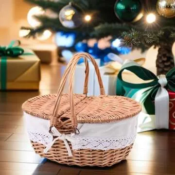 Large 15.4" Wicker Picnic Basket for Elegant Outings