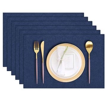 LANDVIEW Cloth Placemats Set of 6, Cotton Linen Blend Machine Washable Durable Linen Table Mats, Hea...