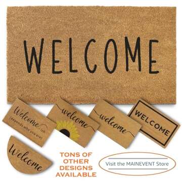 MAINEVENT Welcome Door Mat 30x17 Inch, Thick Welcome Mat Outdoor, Welcome Outdoor Mat Front Door Entrance, Thick Non-Slip PVC Backing Welcome Entry Doormat for Front Door, Welcome Mat