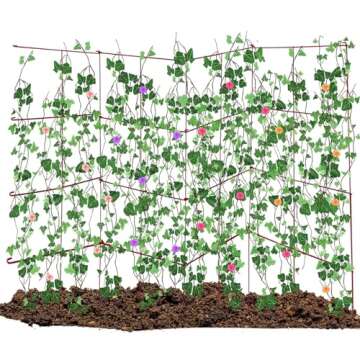 DoCred 4 Pack Tomato Cage, Folding Tomato Cage Heavy Duty Metal Square Tomato Cages Coated Steel Garden Plant Support Stake Tower for Climbing Vegetables, Plants, Flowers, Steel Red