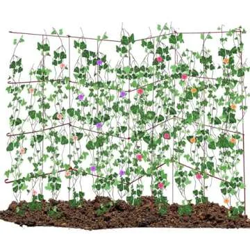 DoCred 4 Pack Tomato Cage, Folding Tomato Cage Heavy Duty Metal Square Tomato Cages Coated Steel Garden Plant Support Stake Tower for Climbing Vegetables, Plants, Flowers, Steel Red