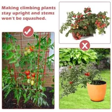 DoCred 4 Pack Tomato Cage, Folding Tomato Cage Heavy Duty Metal Square Tomato Cages Coated Steel Garden Plant Support Stake Tower for Climbing Vegetables, Plants, Flowers, Steel Red