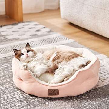 Bedsure Dog Beds for Small Dogs - Round Cat Beds for Indoor Cats, Washable Pet Bed for Puppy and Kit...