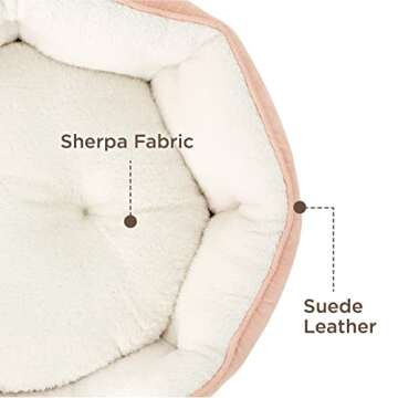 Bedsure Dog Beds for Small Dogs - Round Cat Beds for Indoor Cats, Washable Pet Bed for Puppy and Kitten with Slip-Resistant Bottom, 20 Inches, Peach Pink