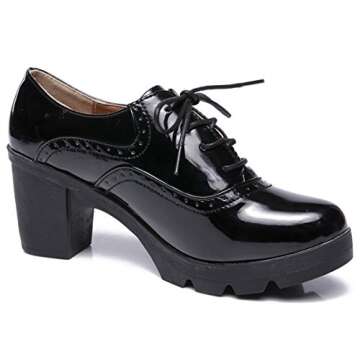 DADAWEN Women's T-Strap Oxfords - Comfortable Dress Shoes