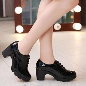 DADAWEN Women's T-Strap Oxfords - Comfortable Dress Shoes