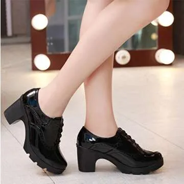 DADAWEN Women's T-Strap Oxfords - Comfortable Dress Shoes