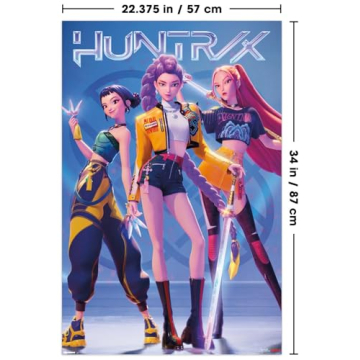 Vibrant Netflix KPop Demon Hunters Wall Poster & Mount Bundle