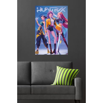 Vibrant Netflix KPop Demon Hunters Wall Poster & Mount Bundle