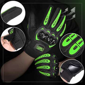 COFIT Motorcycle Gloves Breathable, Touchscreen Motorbike Gloves Anti-Slip with Good Grip Hard Knuck...