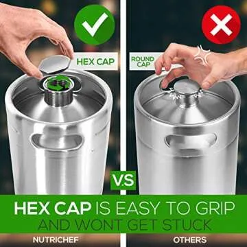 NutriChef Double Walled System-64oz Stainless Steel Growler Tap Portable Mini Keg Dispenser Kegerator Kit w/ Co2 Pressure Regulator for Craft Beer Draft/Homebrew PKBRTP99, 64oz