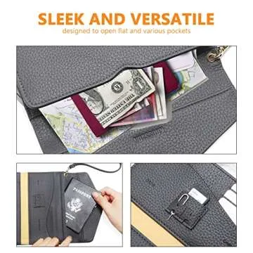 KROSSLON Tri-fold Travel Wallet for Women Detachable Wristlet Rfid Passport Holder, Dark Grey