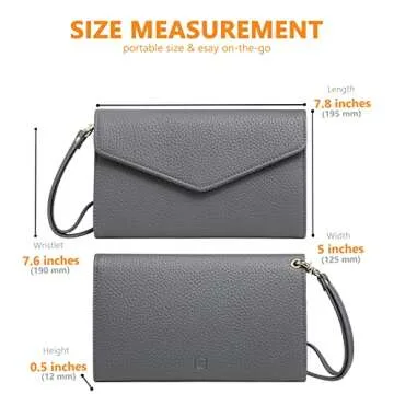 KROSSLON Tri-fold Travel Wallet for Women Detachable Wristlet Rfid Passport Holder, Dark Grey