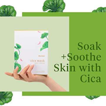 Meebak Korean Facial Sheet Mask 5 Pack for Women Skin Care, Cica, Ceramide, Rose, Tea Tree