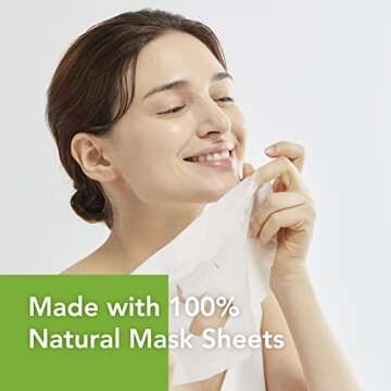 Meebak Korean Facial Sheet Mask 5 Pack for Women Skin Care, Cica, Ceramide, Rose, Tea Tree