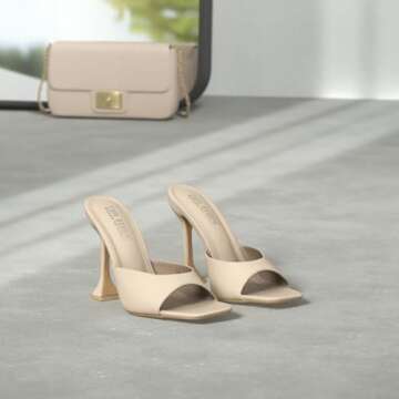 Cape Robbin Lithe Sexy High Heels for Women, Square Open Toe Shoes Heels - Off White Size 7