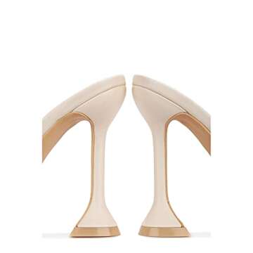 Cape Robbin Lithe Sexy High Heels for Women, Square Open Toe Shoes Heels - Off White Size 7