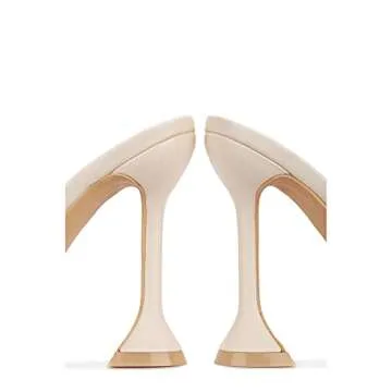 Cape Robbin Lithe Sexy High Heels for Women, Square Open Toe Shoes Heels - Off White Size 7