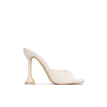 Cape Robbin Lithe Sexy High Heels for Women, Square Open Toe Shoes Heels - Off White Size 7