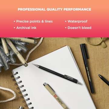 Sakura Pigma Sensei Manga Drawing Kit - Archival Black Ink Pens - Pens for Drawing Manga, Cartoon, & More - Assorted Nib Sizes - 8 Pack