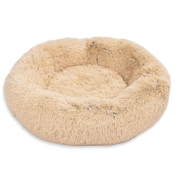 Best Friends by Sheri The Original Calming Donut Dog and Cat Bed in Shag Fur, Taupe, Large, 36x36