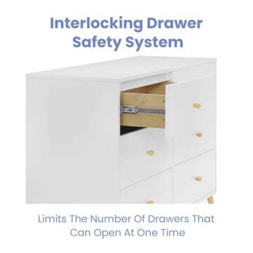 Delta Children Essex 6 Drawer Dresser, Bianca White/Natural