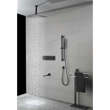Shower Faucet Set, Shower System, Rainfall Shower Heads with Handheld Spray Combo, 12" Wall Mounted ...