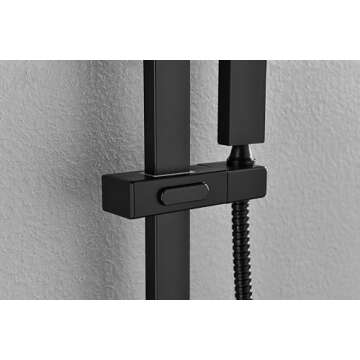 Shower Faucet Set, Shower System, Rainfall Shower Heads with Handheld Spray Combo, 12" Wall Mounted Black Shower Head and Handle Set for Bathroom, Shower Valve & Shower Trim Included