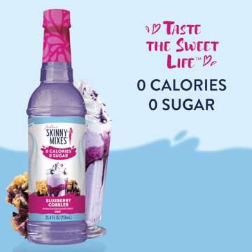 Jordan's Skinny Syrups Sugar Free Coffee Syrup, Blueberry Cobbler Syrup Flavor, Zero Calorie Flavoring for Latte, Protein Shake, Cocktail & More, Gluten Free, Keto Friendly, 25.4 Fl Oz, 1 Pack