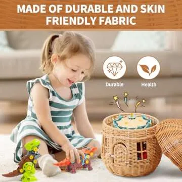 Handmade Wicker Mushroom-Shaped Storage Basket for Outdoor, Kids, Decor, Photography Props