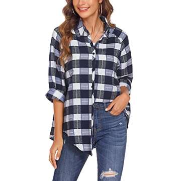 HOTLOOX Womens Plaid Shirt Oversized Flannels Shacket Jacket Long Sleeve Casual Button Down Shirts Womens Fall Fashion 2022