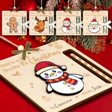 WOODAMORE Unique Christmas Money Holders For Cash Gift - 4 Pcs Christmas Money Holder Ornaments, Woo...