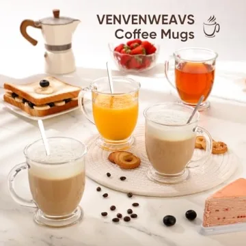VENVENWEAVS Glass Coffee Mugs Set of 4 - Stylish & Practical