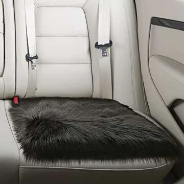 Softlife Black Faux Fur Sheepskin Chair Cover Seats Cushion Pad Super Soft Area Rugs for Living Bedroom Sofa Dorm (1.6ft x 1.6ft)