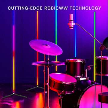 LUCKYLUX RGBIC Smart Corner Floor Lamp,Standing Lamp Alexa APP Control,Futurist Modern Lamp, 64+ Fascinating Lighting Presets, Reactive Music Modes, Creative DIY Mode, Effortless Voice Control