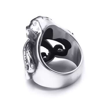 ELFASIO Stainless Steel Octopus Ring for Men Tentacles Retro Gothic Punk Style Jewelry Silver Black Vintage Rings,Size 11