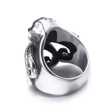 ELFASIO Stainless Steel Octopus Ring for Men Tentacles Retro Gothic Punk Style Jewelry Silver Black Vintage Rings,Size 11